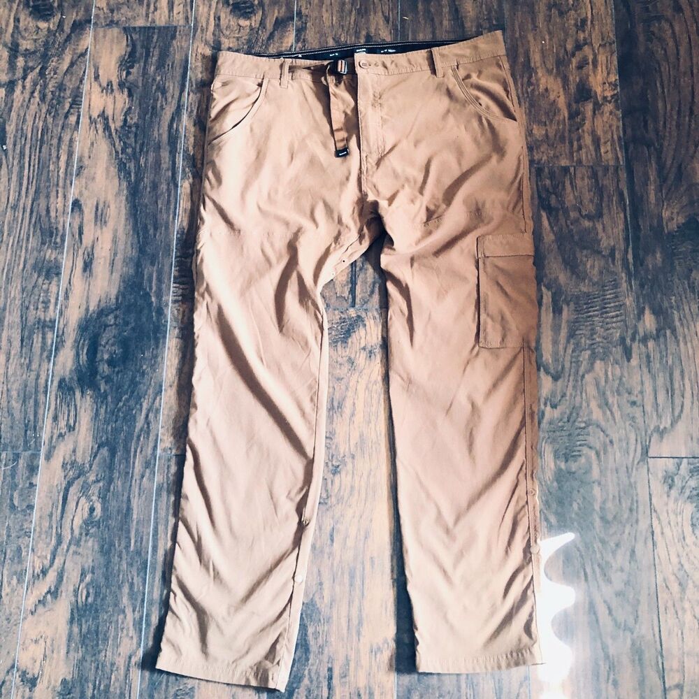 PrAna Stretch Zion Slim Pant 11 Men's Sepia Brown Hiking Cargo Size 42/32
